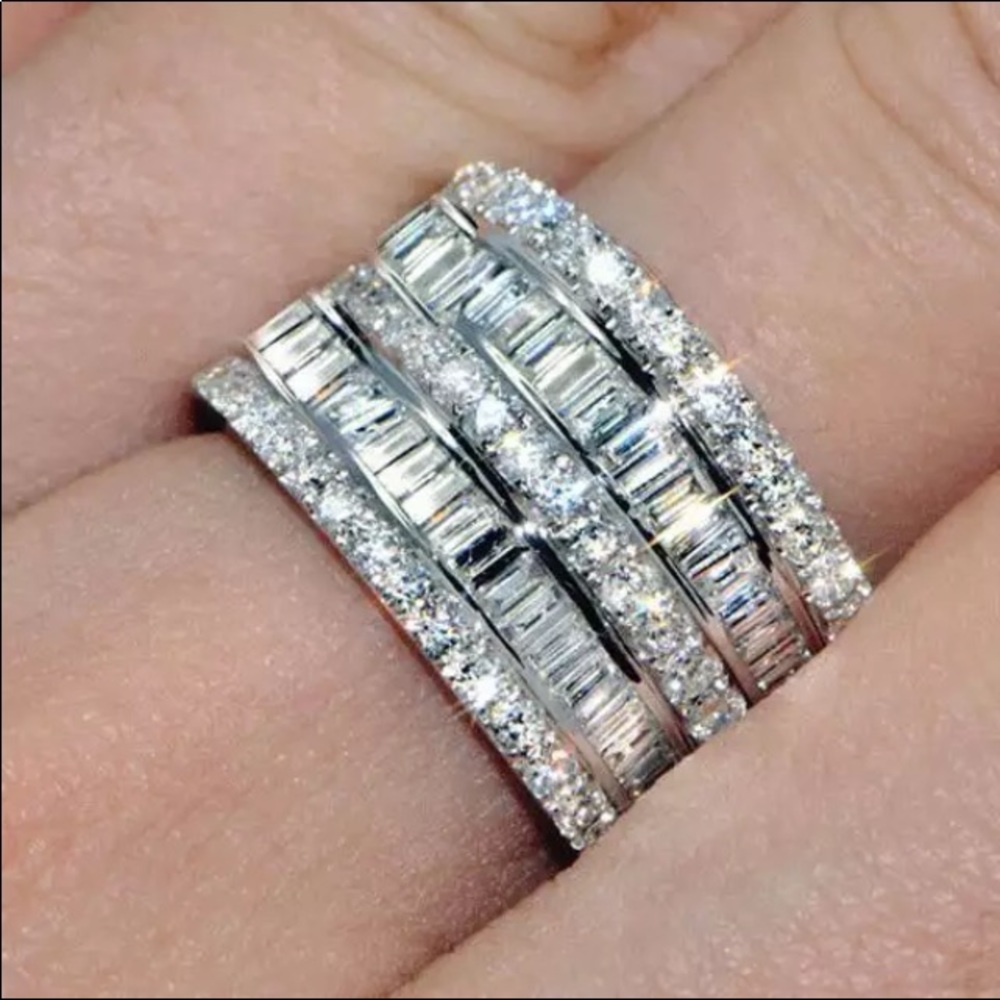 Sterling Silver Diamond Band